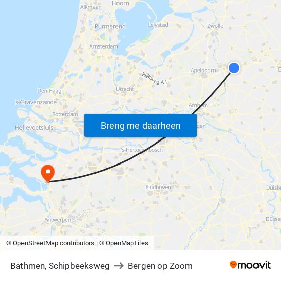 Bathmen, Schipbeeksweg to Bergen op Zoom map
