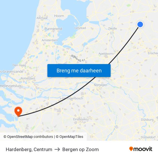 Hardenberg, Centrum to Bergen op Zoom map