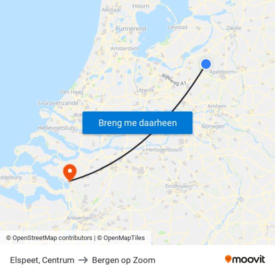 Elspeet, Centrum to Bergen op Zoom map
