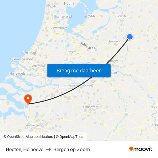 Heeten, Heihoeve to Bergen op Zoom map