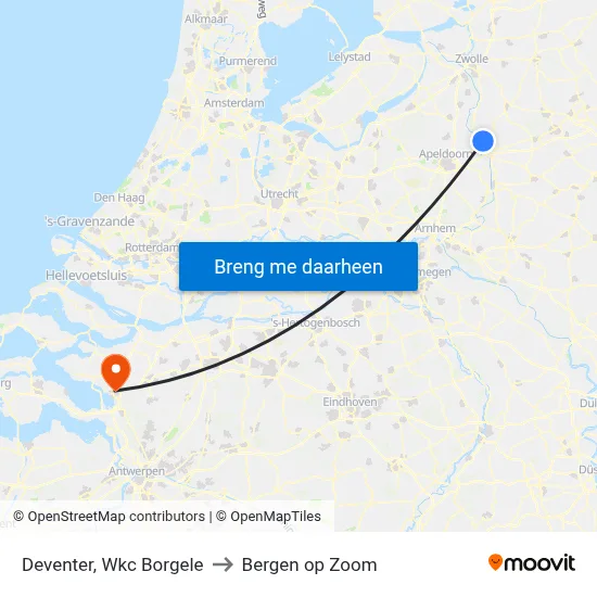 Deventer, Wkc Borgele to Bergen op Zoom map