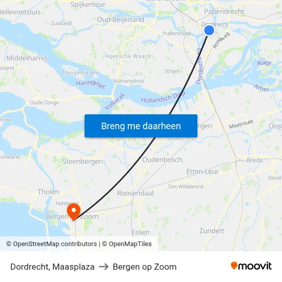 Dordrecht, Maasplaza to Bergen op Zoom map