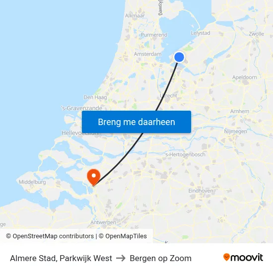 Almere Stad, Parkwijk West to Bergen op Zoom map