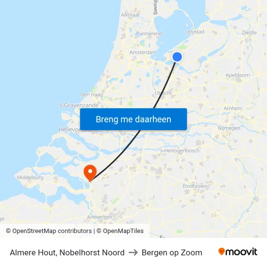 Almere Hout, Nobelhorst Noord to Bergen op Zoom map