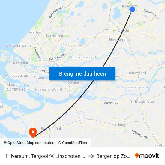 Hilversum, Tergooi/V. Linschotenlaan to Bergen op Zoom map