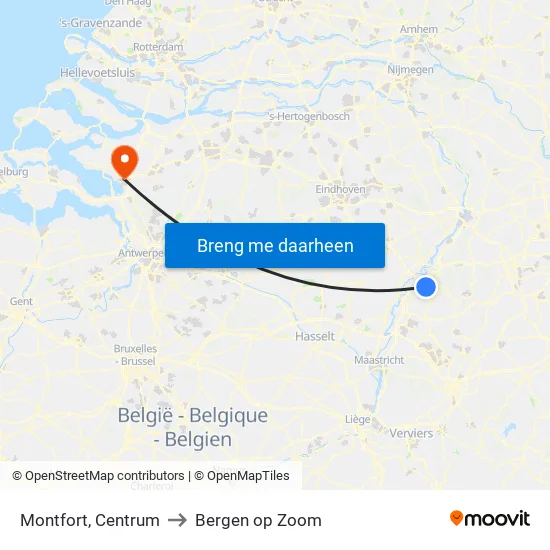 Montfort, Centrum to Bergen op Zoom map