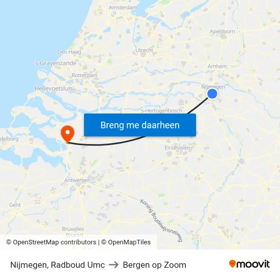 Nijmegen, Radboud Umc to Bergen op Zoom map