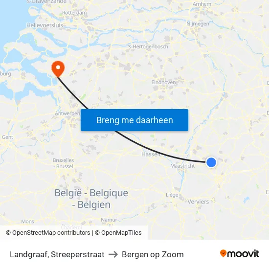 Landgraaf, Streeperstraat to Bergen op Zoom map