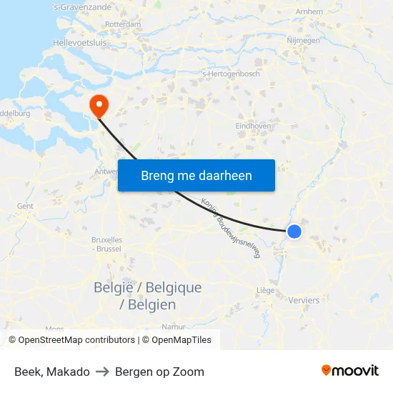 Beek, Makado to Bergen op Zoom map