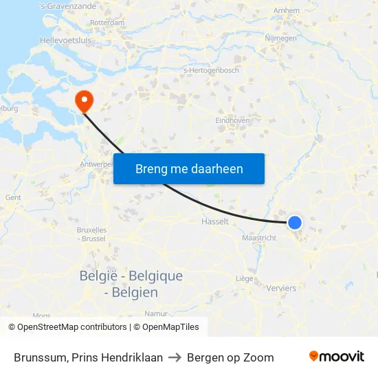 Brunssum, Prins Hendriklaan to Bergen op Zoom map