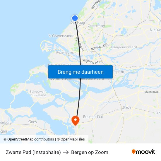 Zwarte Pad (Instaphalte) to Bergen op Zoom map