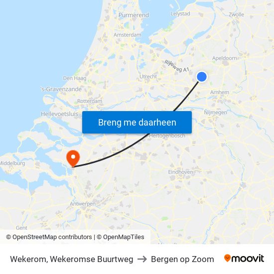 Wekerom, Wekeromse Buurtweg to Bergen op Zoom map