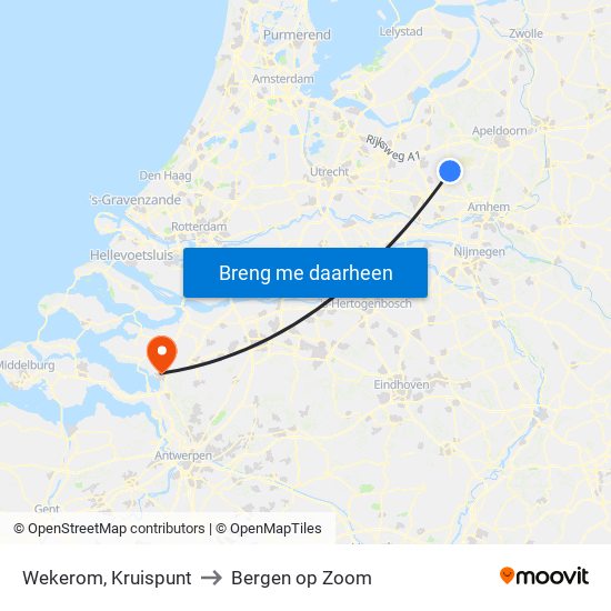 Wekerom, Kruispunt to Bergen op Zoom map