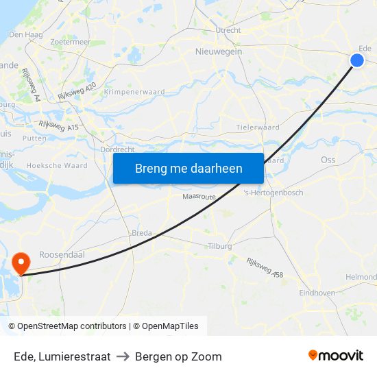 Ede, Lumierestraat to Bergen op Zoom map