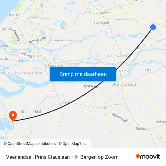 Veenendaal, Prins Clauslaan to Bergen op Zoom map