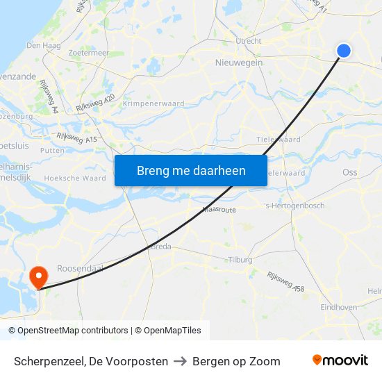 Scherpenzeel, De Voorposten to Bergen op Zoom map