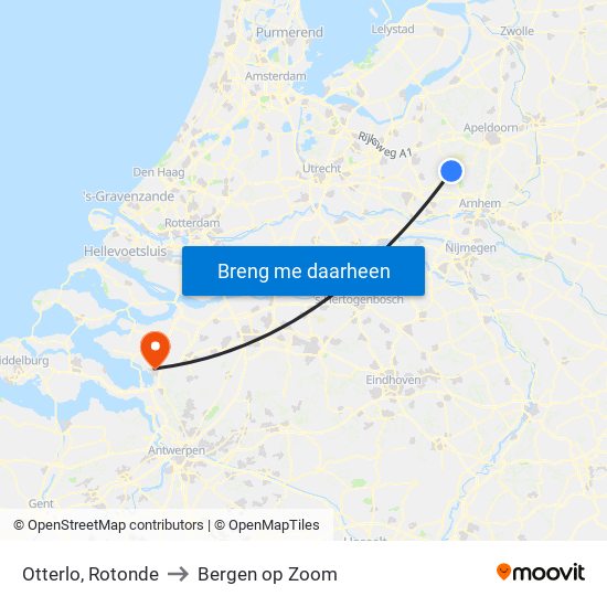 Otterlo, Rotonde to Bergen op Zoom map