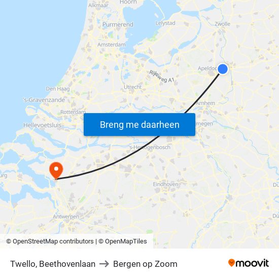 Twello, Beethovenlaan to Bergen op Zoom map