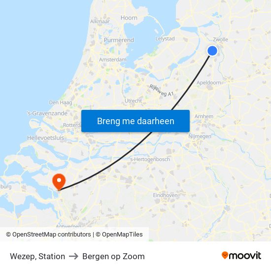 Wezep, Station to Bergen op Zoom map