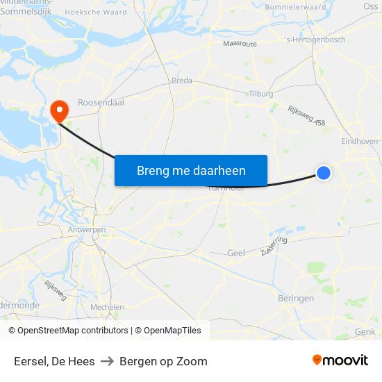 Eersel, De Hees to Bergen op Zoom map
