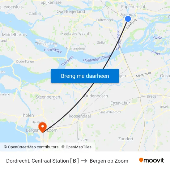 Dordrecht, Centraal Station [ B ] to Bergen op Zoom map