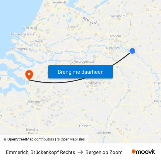 Emmerich, Brückenkopf Rechts to Bergen op Zoom map