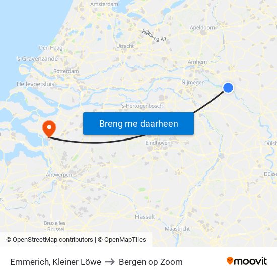 Emmerich, Kleiner Löwe to Bergen op Zoom map