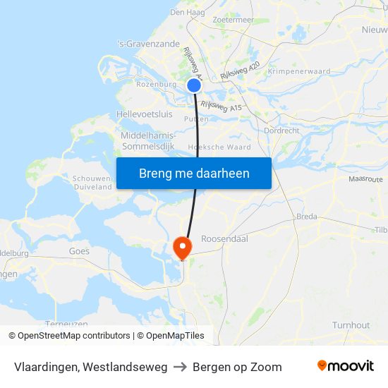 Vlaardingen, Westlandseweg to Bergen op Zoom map