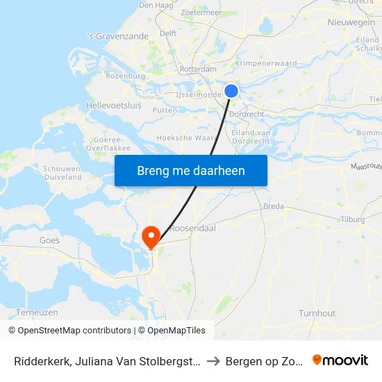 Ridderkerk, Juliana Van Stolbergstraat to Bergen op Zoom map