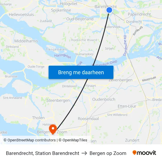 Barendrecht, Station Barendrecht to Bergen op Zoom map