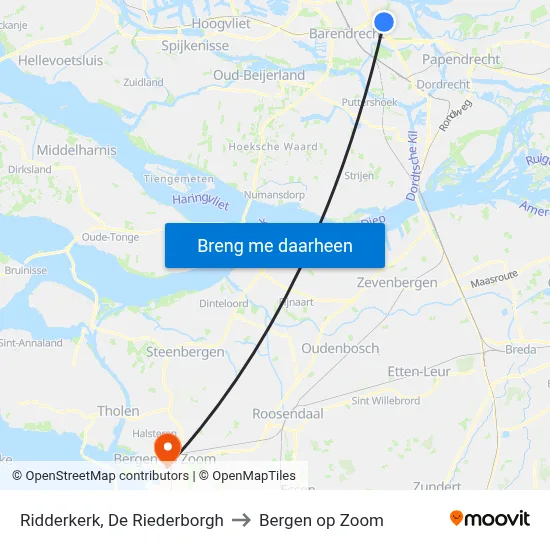 Ridderkerk, De Riederborgh to Bergen op Zoom map