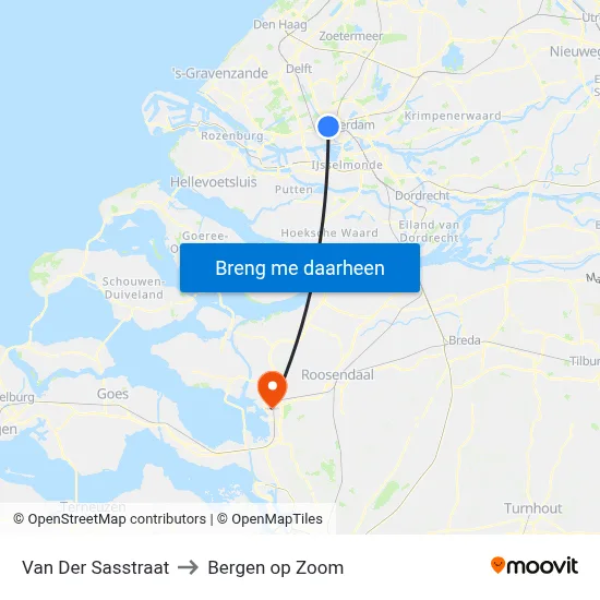 Van Der Sasstraat to Bergen op Zoom map