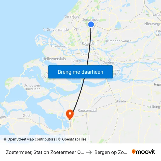 Zoetermeer, Station Zoetermeer Oost to Bergen op Zoom map