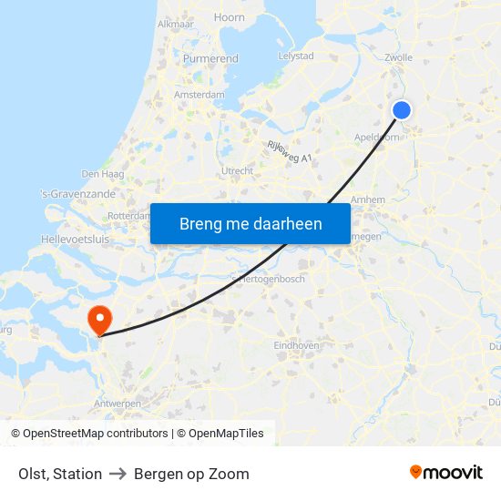 Olst, Station to Bergen op Zoom map