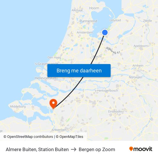 Almere Buiten, Station Buiten to Bergen op Zoom map