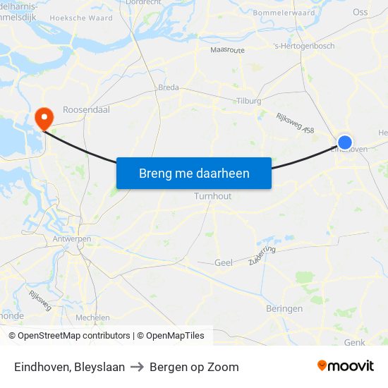 Eindhoven, Bleyslaan to Bergen op Zoom map