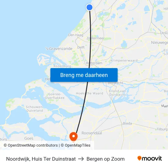 Noordwijk, Huis Ter Duinstraat to Bergen op Zoom map