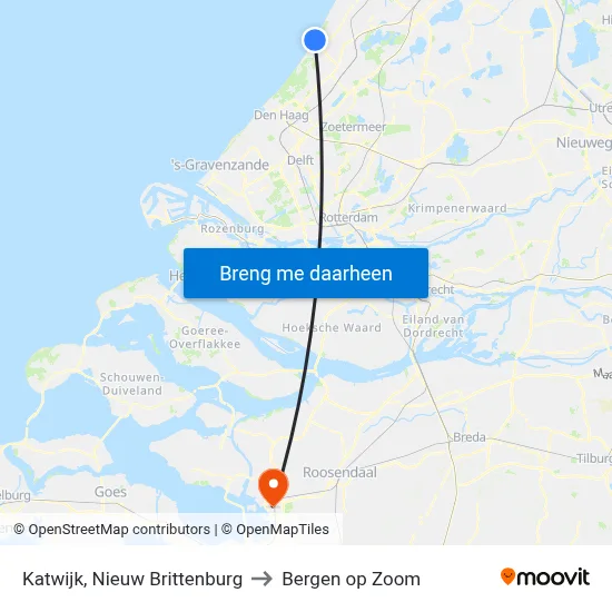Katwijk, Nieuw Brittenburg to Bergen op Zoom map