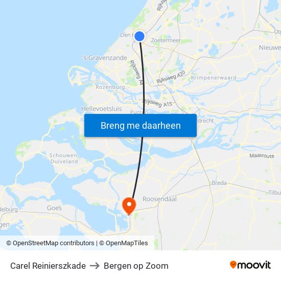 Carel Reinierszkade to Bergen op Zoom map
