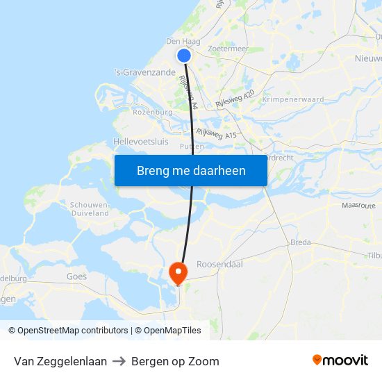 Van Zeggelenlaan to Bergen op Zoom map