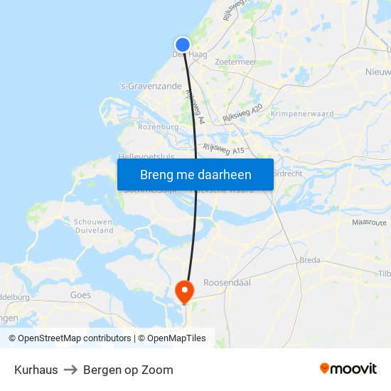 Kurhaus to Bergen op Zoom map