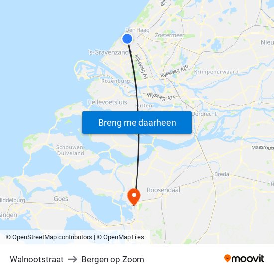 Walnootstraat to Bergen op Zoom map