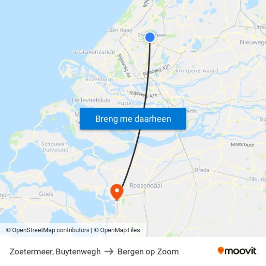 Zoetermeer, Buytenwegh to Bergen op Zoom map
