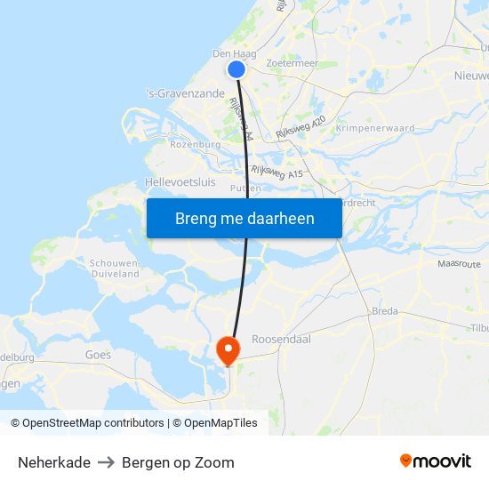 Neherkade to Bergen op Zoom map