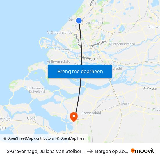 'S-Gravenhage, Juliana Van Stolberglaan to Bergen op Zoom map