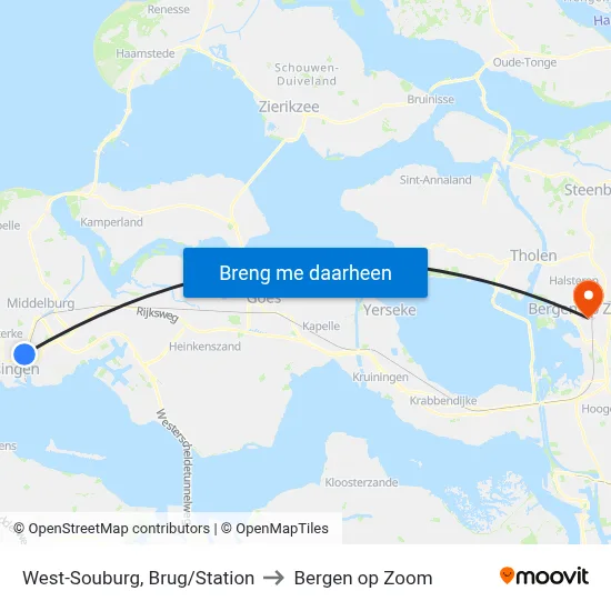 West-Souburg, Brug/Station to Bergen op Zoom map