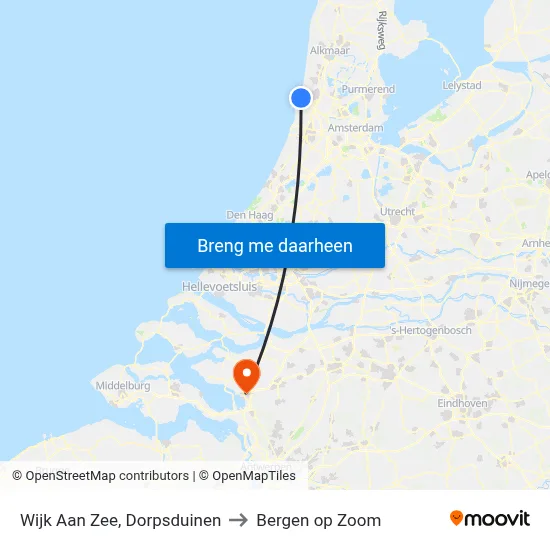 Wijk Aan Zee, Dorpsduinen to Bergen op Zoom map