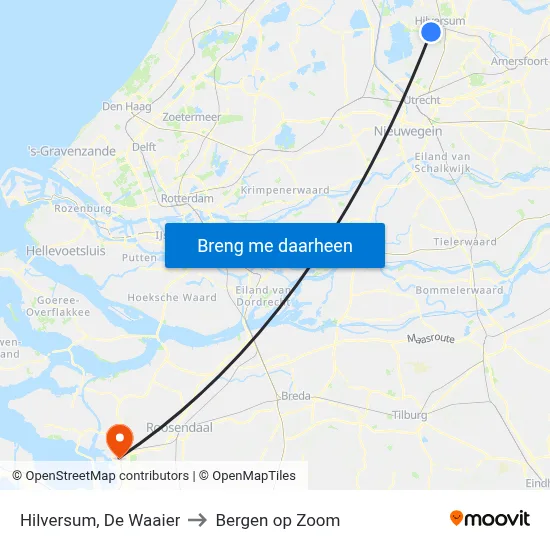 Hilversum, De Waaier to Bergen op Zoom map