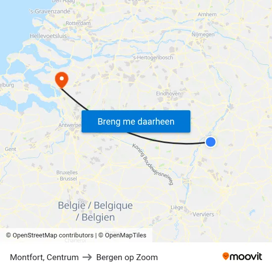 Montfort, Centrum to Bergen op Zoom map