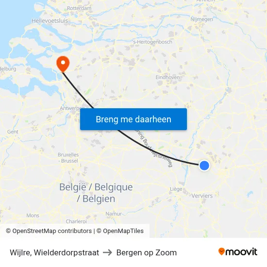 Wijlre, Wielderdorpstraat to Bergen op Zoom map